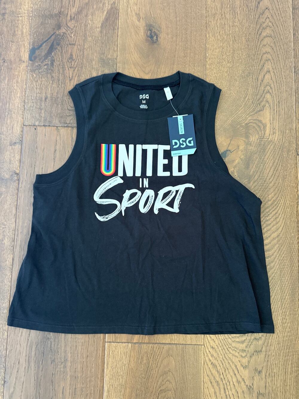 DSG Pride Rainbow United in Sport Graphic Muscle Tank Top Black Women Medium NWT